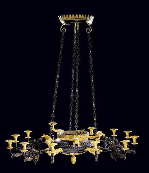 Appraisal: IMPORTANT CHANDELIER AUX AIGLES Restauration from a Paris master workshop