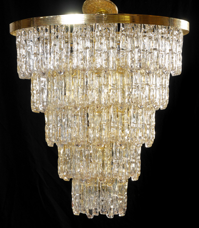 Appraisal: ITALIAN TIERED ACRYLIC ICICLE CHANDELIER levels of hanging acrylic icicle