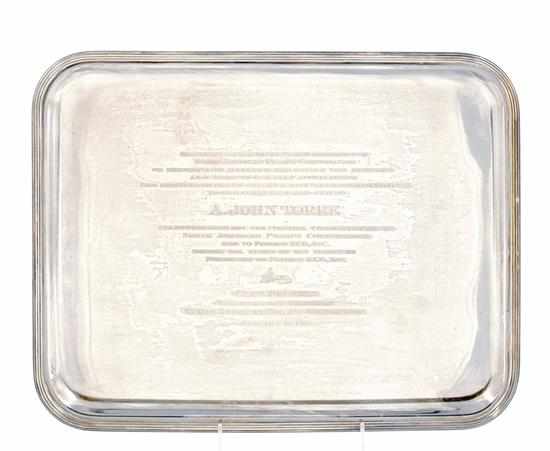 Appraisal: Tiffany Co sterling presentation tray circa rectangular tray with rounded