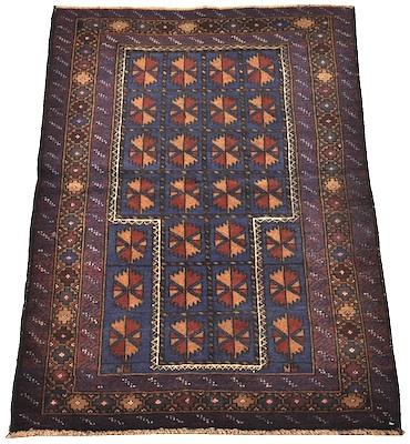 Appraisal: A Small Blue Baluch Prayer Rug Approx '- x '-