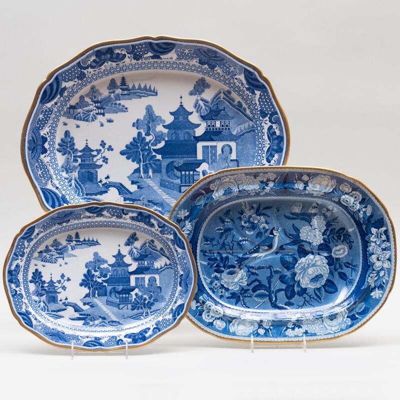 Appraisal: Two Spode Transfer Printed Platters in Two Sizes and a