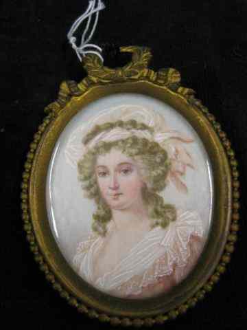 Appraisal: Miniature Portrait Painting on Ivoryof a young lady signed Ruby