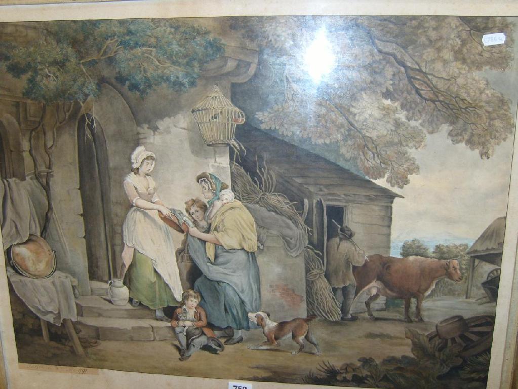 Appraisal: A late th century watercolour showing a rustic scene after