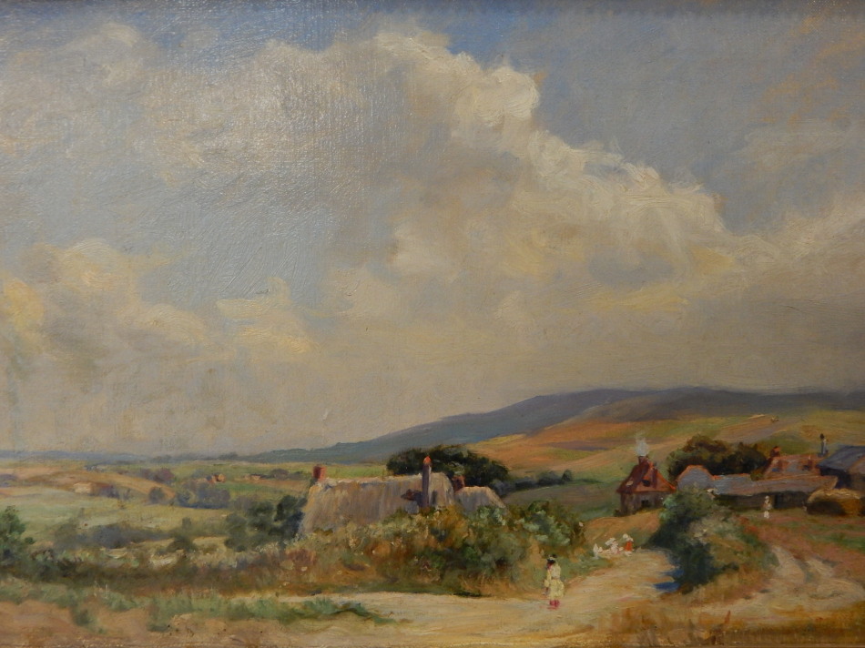 Appraisal: th thC British School Rural landscape with cottage and figures