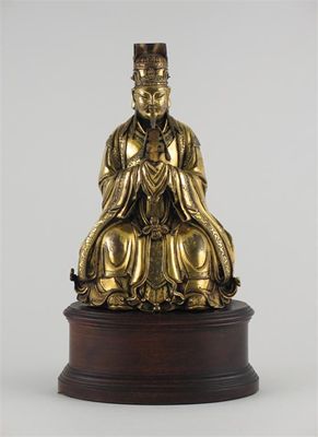 Appraisal: A rare Ming dynasty gilt bronze figure of Wen Ch'ang