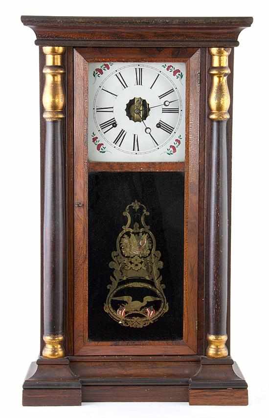 Appraisal: American shelf clock Spring Co th century molded crown over