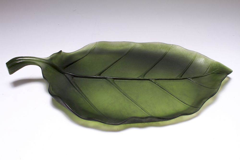 Appraisal: Daum France Art Glass Pate de Verre Leaf Platter Daum