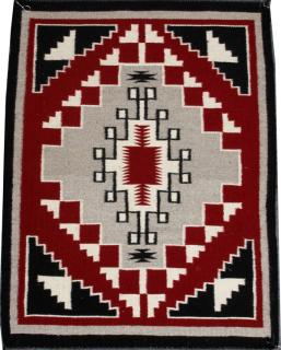 Appraisal: NAVAJO GANADO STYLE HAND WOVEN WOOL MAT NAVAJO GANADO STYLE