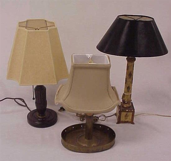 Appraisal: Group of three lamps one with an oval brass base