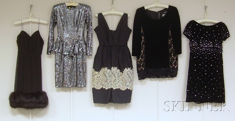 Appraisal: Five Little Black Dresses approx sizes small to medium