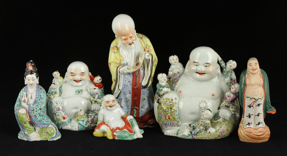 Appraisal: - Lot of Famille Rose Figures Lot of six famille