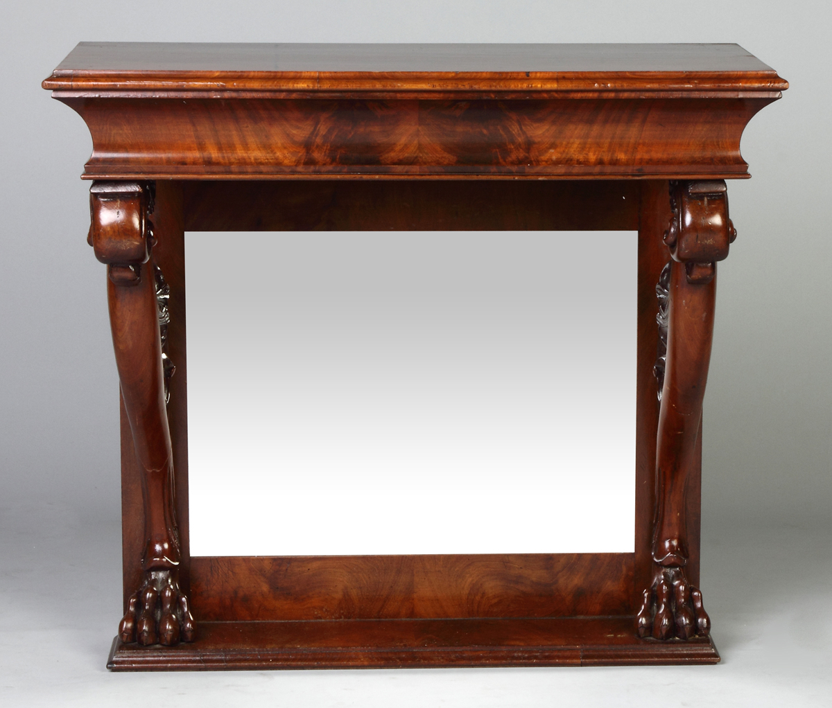 Appraisal: Empire Mahogany Pier Table C Carved claw feet scrolled brackets