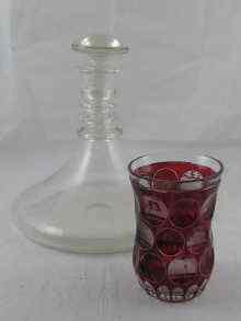 Appraisal: A glass beaker facet cut then ruby cased recut and