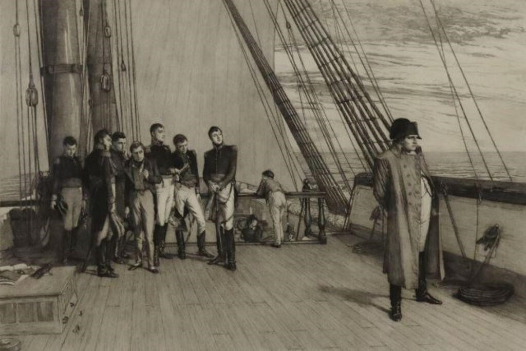 Appraisal: Framed etching on paper Napoleon on board H M S