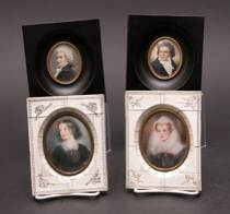 Appraisal: Hand Painted Portraits on Ivory Hand-painted ivory portraits of historical