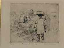 Appraisal: Three framed etchings by Roland Batchelor - including '' early