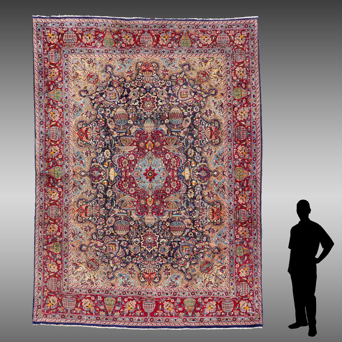 Appraisal: SEMI-ANTIQUE PERSIAN VASE HAND KNOTTED WOOL RUG ' '' X