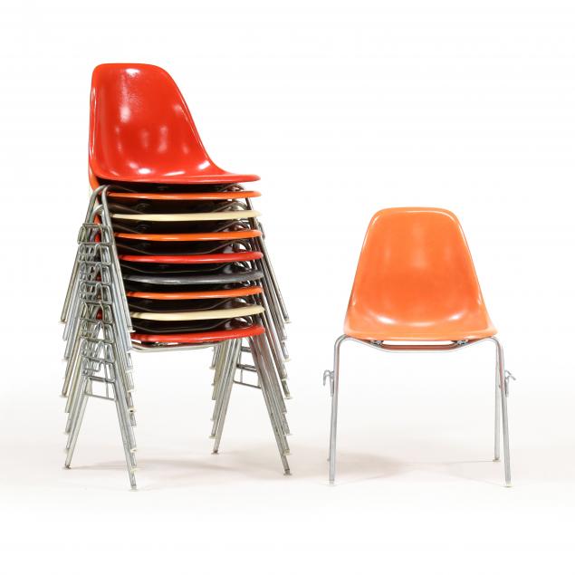 Appraisal: CHARLES AND RAY EAMES MIXED GROUP OF TEN STACKING SHELL