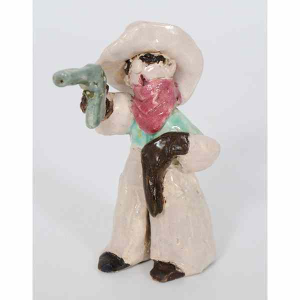 Appraisal: Overbeck Shooting Cowboy Figure American Indiana s An Overbeck Pottery