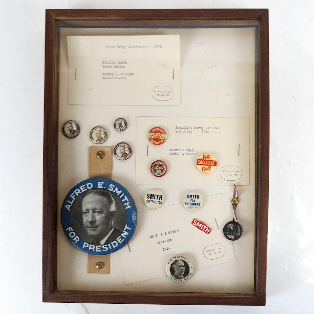 Appraisal: Framed Al Smith Socialist Buttons - Original frame from Dr