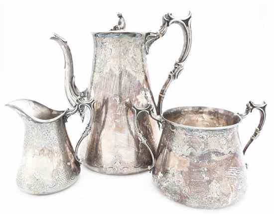 Appraisal: An English Silverplate Coffee Service Elkington Mason Co comprising a