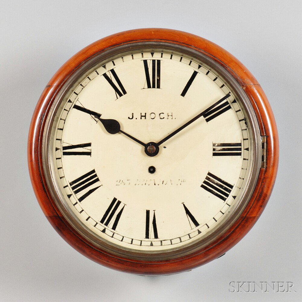 Appraisal: Mahogany English Dial Clock c with -in painted iron dial