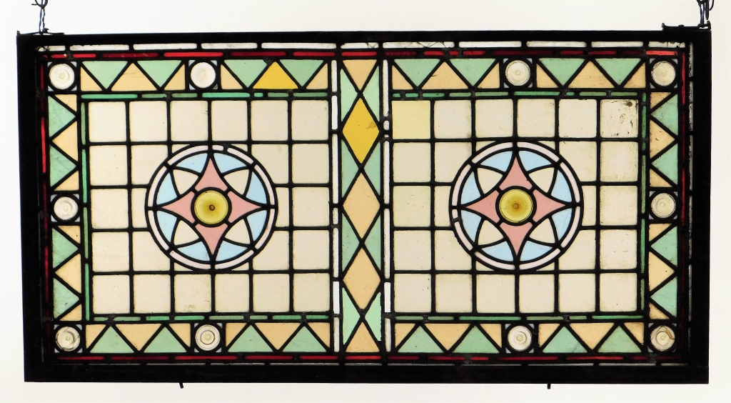 Appraisal: C AMERICAN LEADED STAINED GLASS WINDOW United States Circa Central