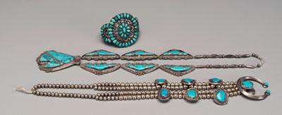 Appraisal: Three pieces Navajo jewelry necklace with six triangular links and