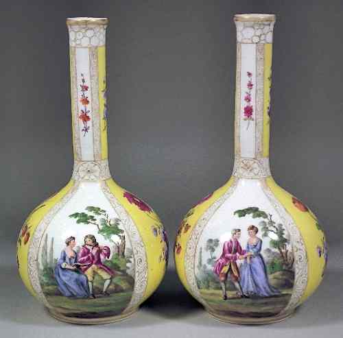 Appraisal: A pair of th Century Continental porcelain bottle shaped vases