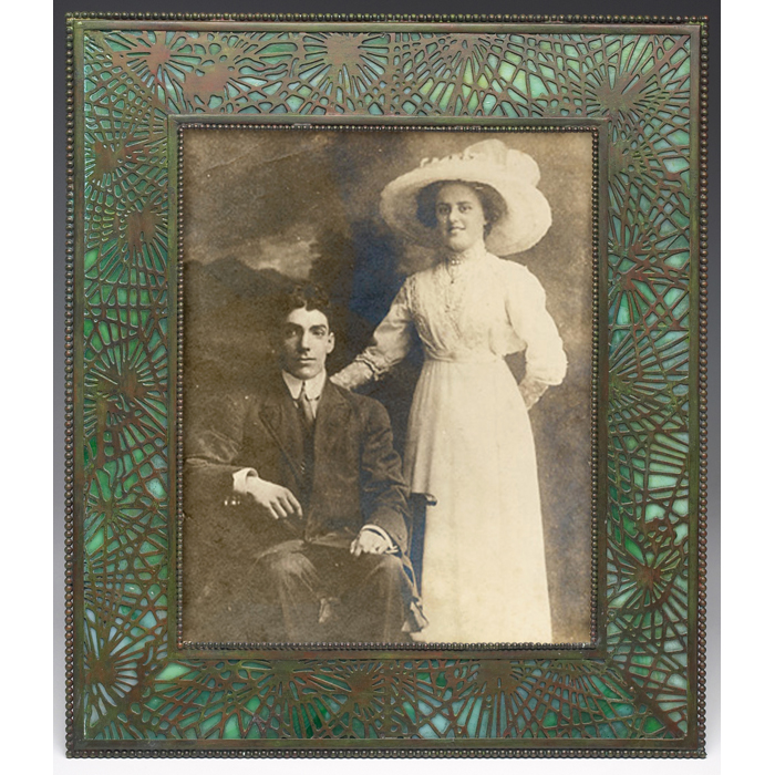 Appraisal: Good Tiffany Studios frame bronze in the pine needle pattern