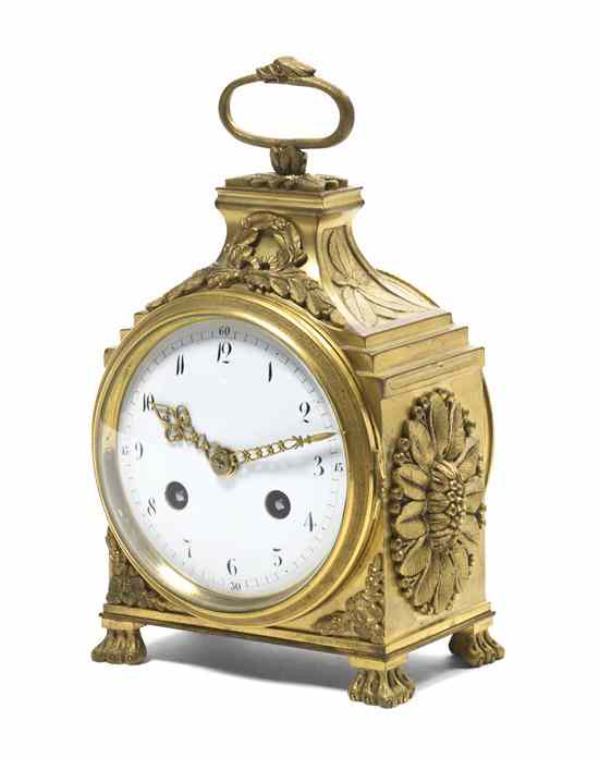 Appraisal: A French Gilt Bronze Desk Clock having a ring handle