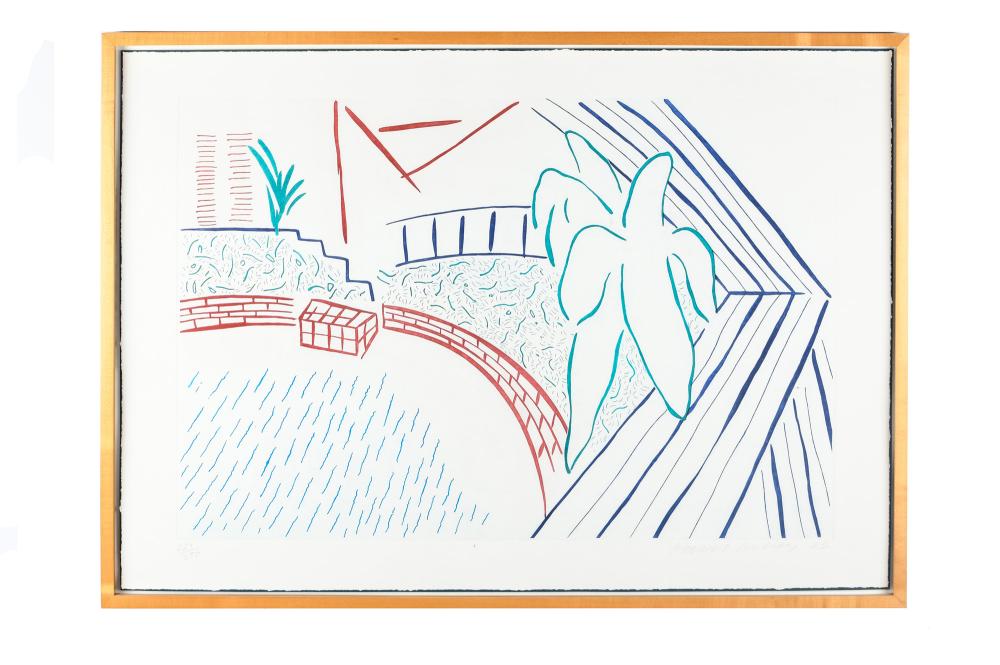 Appraisal: DAVID HOCKNEY B MY POOL TERRACE etching and aquatint in