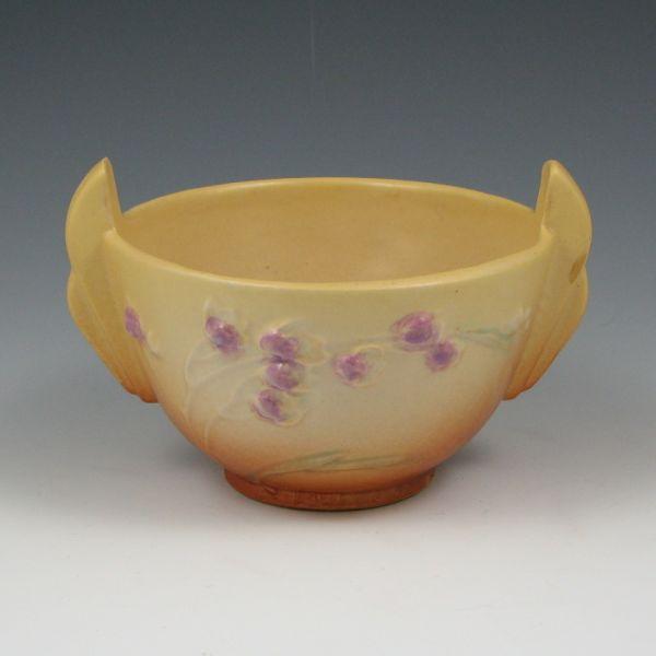 Appraisal: Roseville Ixia bowl with deco handles in yellow and brown