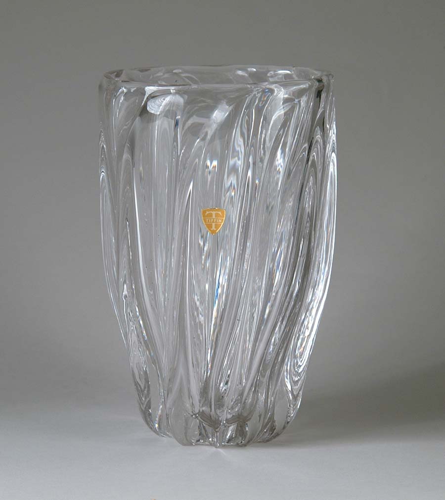 Appraisal: HEAVY CRYSTAL MOLDED TIFFIN VASE The vase has swirling molded