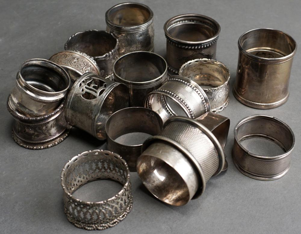 Appraisal: COLLECTION OF ASSORTED PREDOMINANTLY SILVERPLATE NAPKIN RINGSCollection of Assorted Predominantly