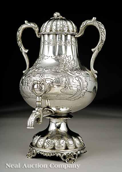 Appraisal: A Rare New Orleans Coin Silver Hot Water Urn Hyde