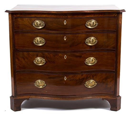 Appraisal: Sale Lot A George II Inlaid Mahogany Serpentine Chest of