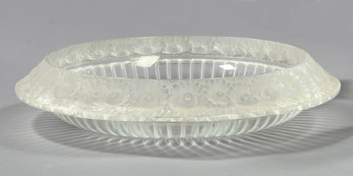 Appraisal: Large Lalique Parcel-Satine Crystal Marguerites Centerpiece Bowl designed by Rene