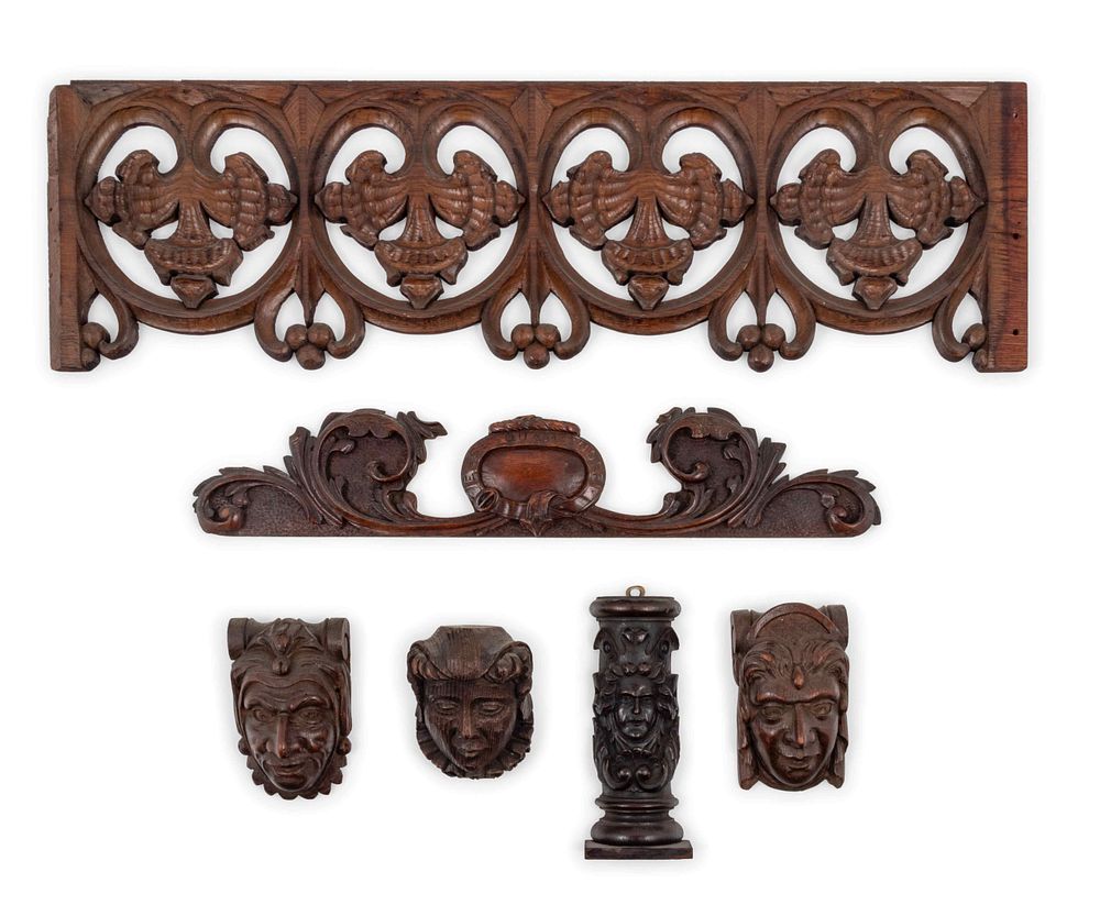 Appraisal: Ten Carved Wood Appliques Ten Carved Wood Appliques th- th