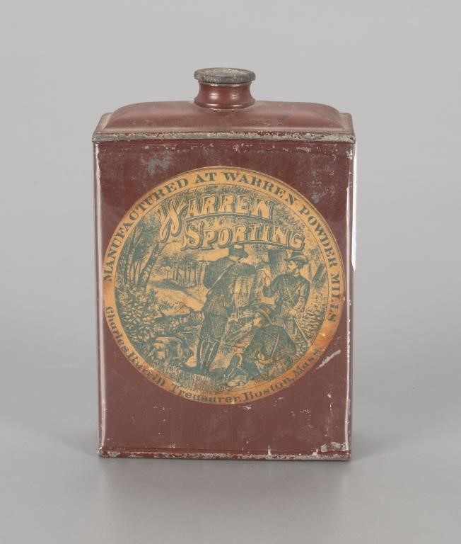 Appraisal: in tall Rectangular tin with front label Manufactured at Warren