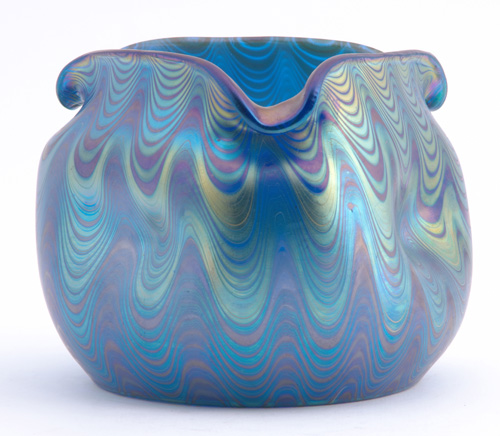 Appraisal: LOETZ Art Nouveau glass vase patterned with iridescent waves on