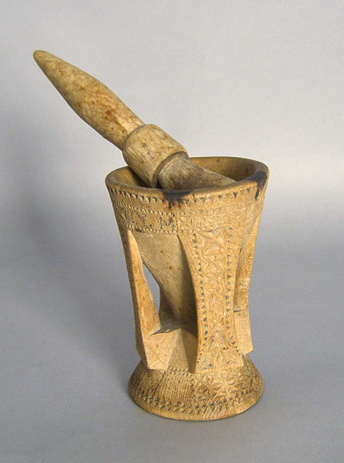 Appraisal: Friesian carved mortar pestle h