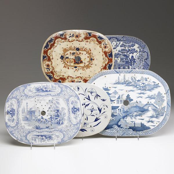 Appraisal: ENGLISH PORCELAIN Grouping of five trivets th C Largest x