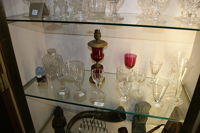 Appraisal: THREE TH CENTURY ALE GLASSES two with facet stems a