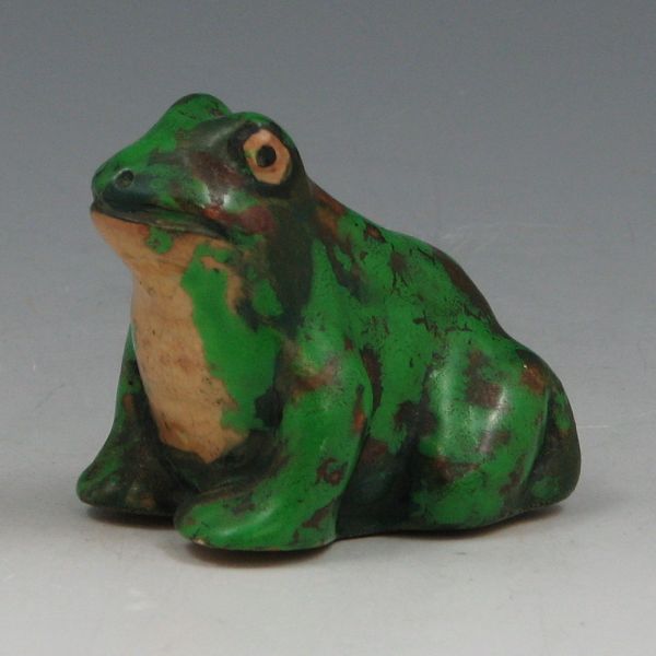 Appraisal: Weller Coppertone frog figurine Marked with Weller Pottery kiln stamp