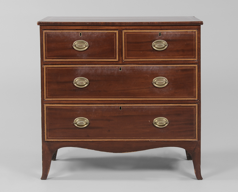 Appraisal: Hepplewhite Style Inlaid Mahogany Chest British th century dovetailed drawers