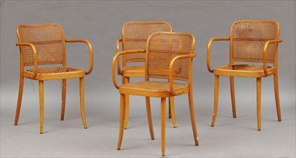 Appraisal: Four Bentwood Armchairs with Caned Seats and Backs Stendig x