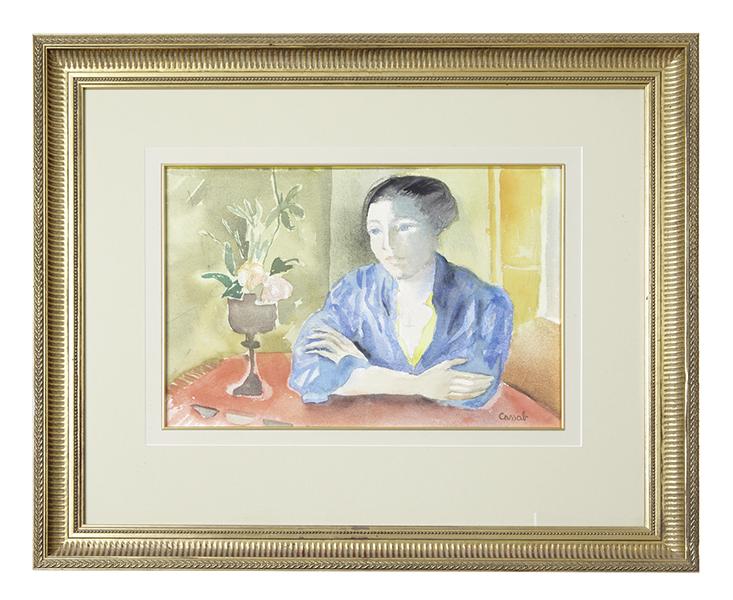 Appraisal: JUDY CASSAD CIRCA 'CONTEMPLATIVE LADY' watercolour on paper signed Cassab