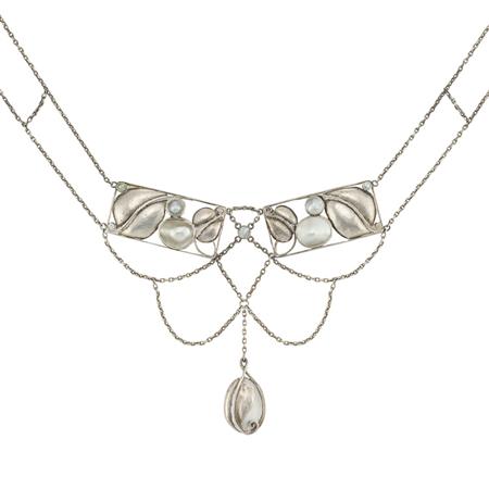 Appraisal: Art Nouveau Silver and Mother-of-Pearl Swag Necklace Wiener Werkstatte Estimate