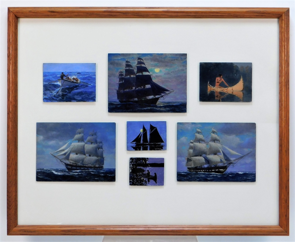 Appraisal: PC VIVIAN PORTER MINIATURE SAILBOAT PAINTINGS Massachusetts - Includes four